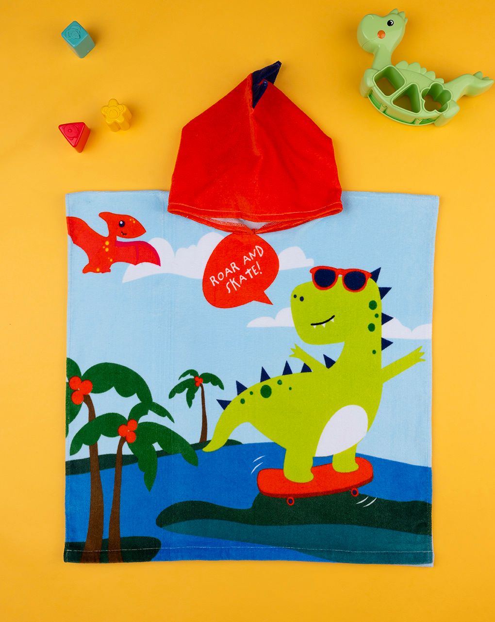 βρεφικό πόντσο θαλάσσης γαλάζιο dino για αγόρι - Prénatal