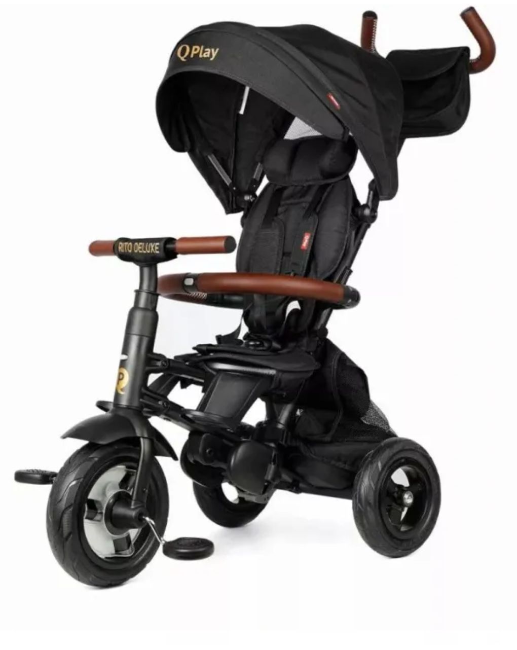 Qplay rito deluxe air wheels μαύρο- σπαστό τρίκυκλο ποδηλατάκι 01-1212068-02 - QPLAY