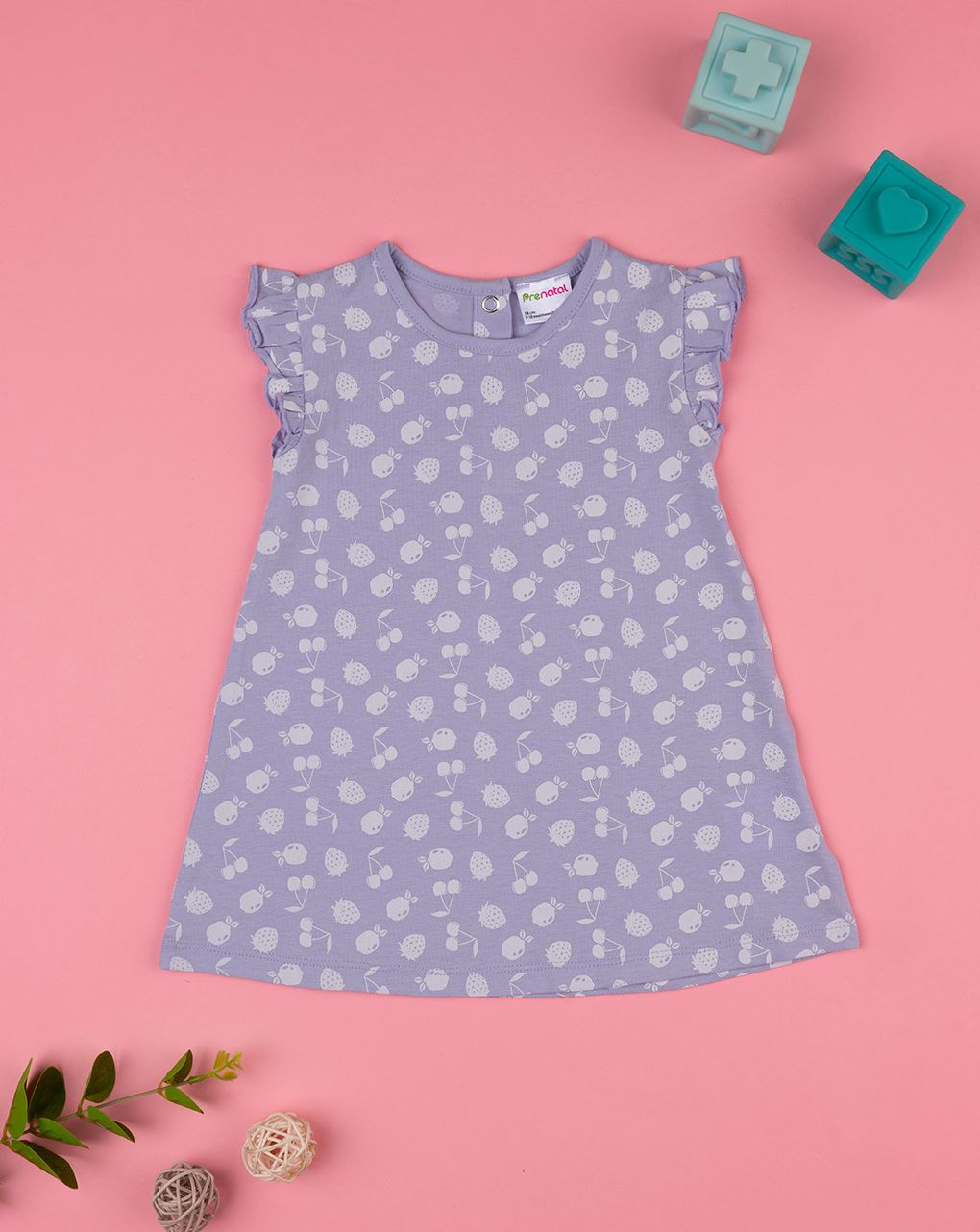 βρεφικό φόρεμα λιλά με φρούτα για κορίτσι - Prénatal