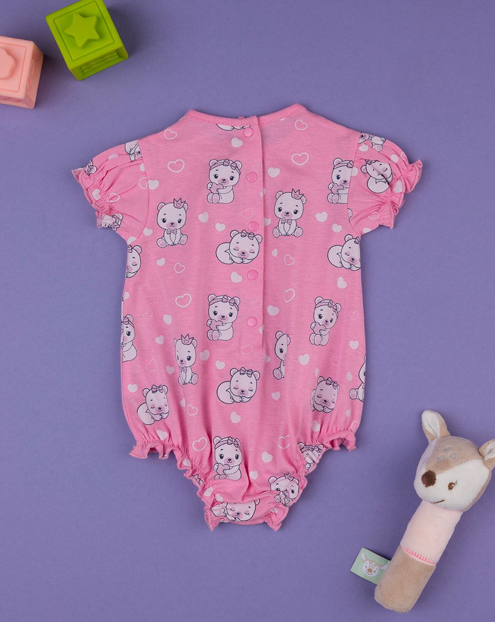 βρεφικό φορμάκι κοντό ροζ με γατάκια για κορίτσι - Prénatal