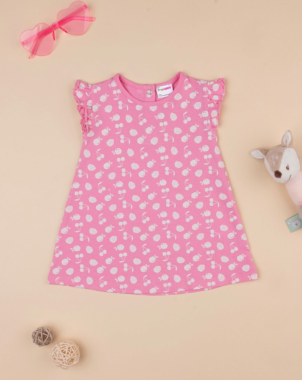 βρεφικό φόρεμα ροζ με φρούτα για κορίτσι - Prénatal