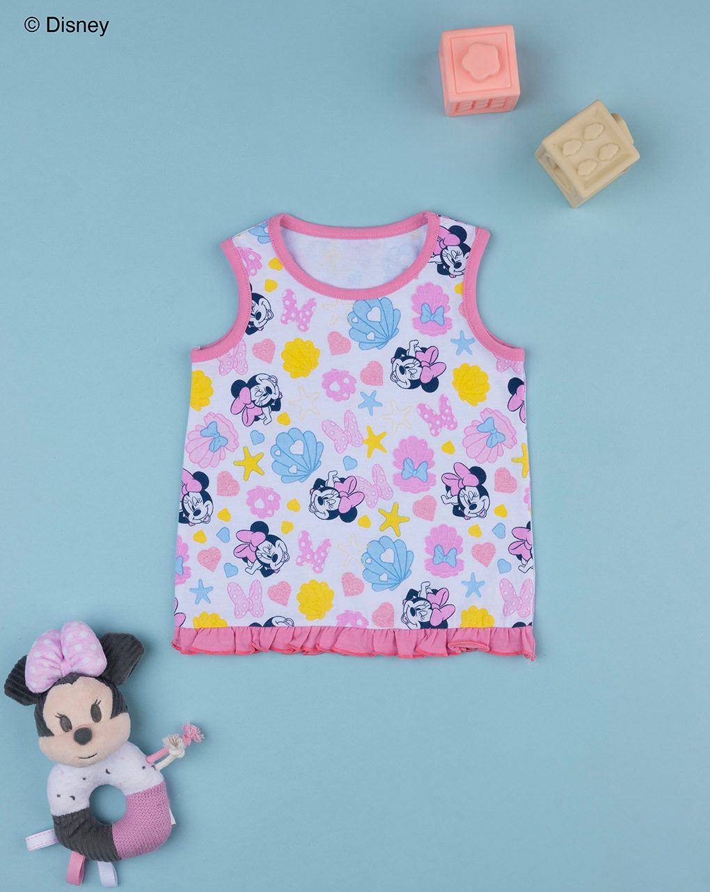 βρεφική αμάνικη μπλούζα λευκή minnie για κορίτσι