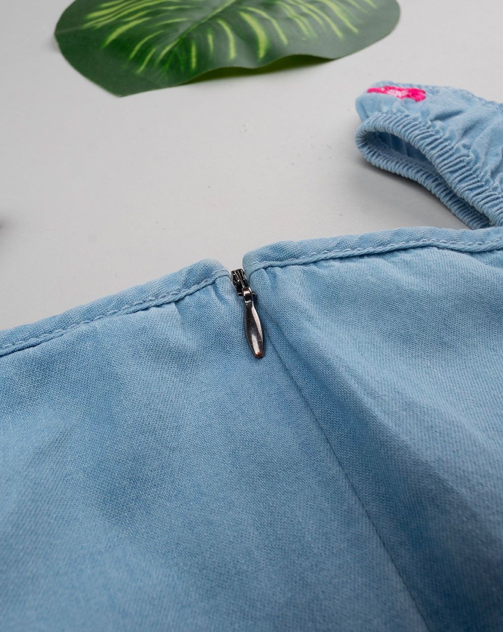 παιδικό τζιν φόρεμα-σαλοπέτα με λουλούδια για κορίτσι - Prénatal