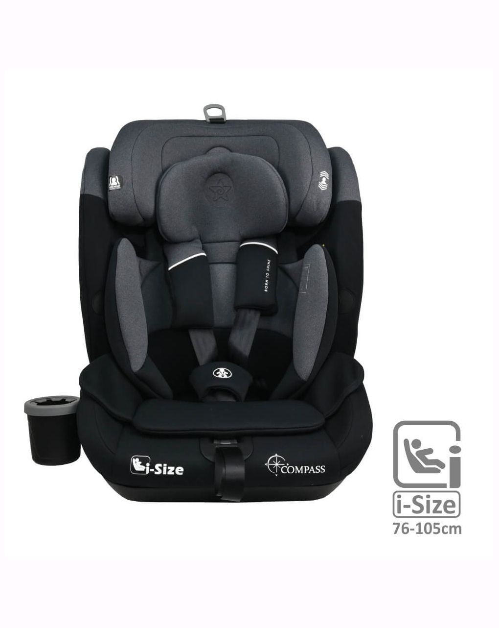 Bebe stars κάθισμα αυτοκινήτου compass isofix i-size (76-150cm) steel grey 935-186 - Bebe Stars