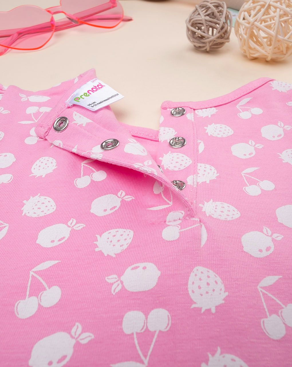 βρεφικό φόρεμα ροζ με φρούτα για κορίτσι - Prénatal