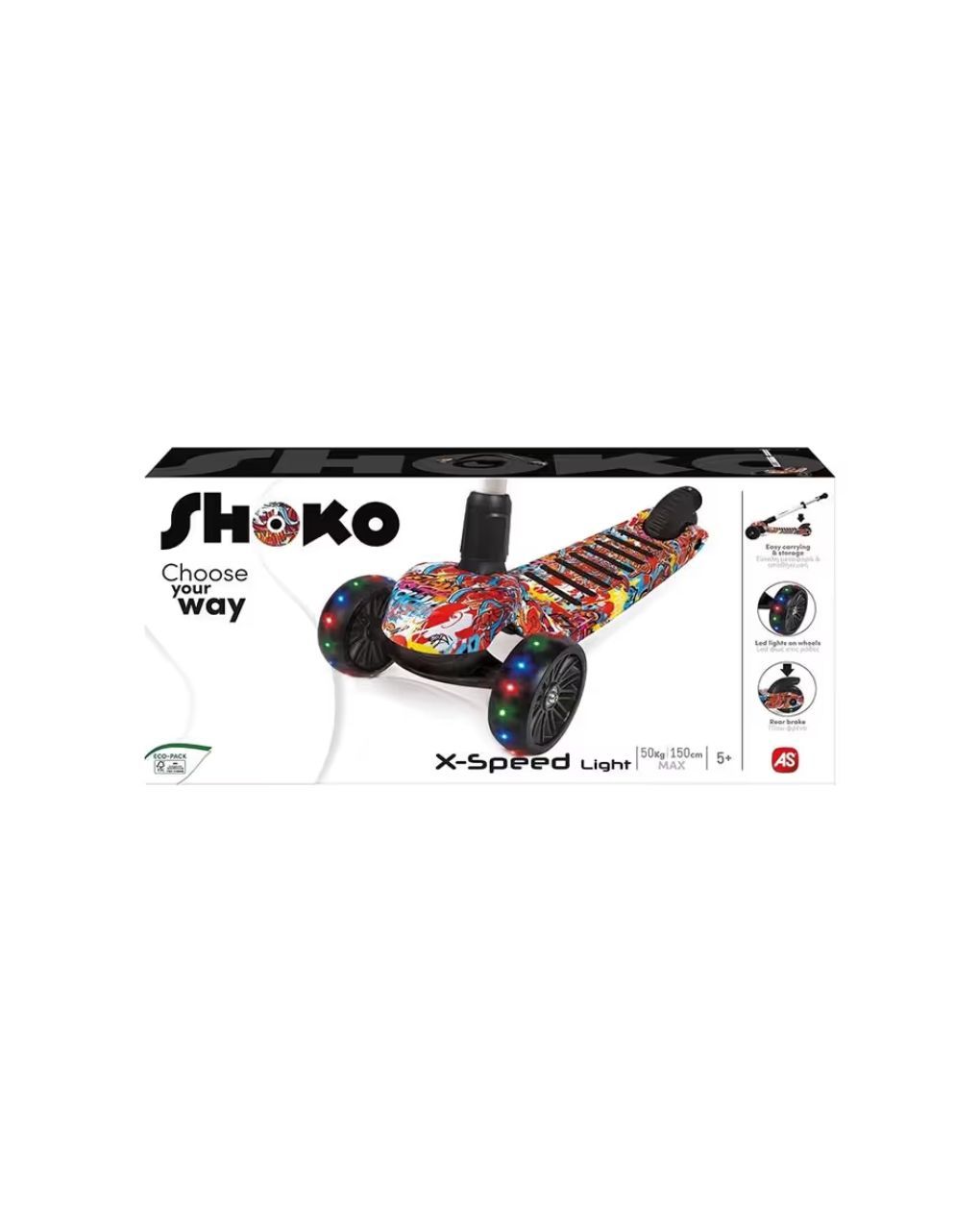 Shoko παιδικό πατίνι x-speed light με 3 ρόδες και led φως fantasy σχέδιο σε λευκό χρώμα για 5+ 5004-50510 - Shoko