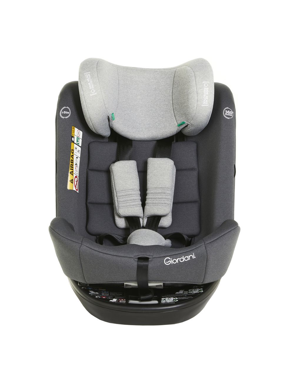 Giordani κάθισμα αυτοκινήτου titano i-size (40-150cm) 360° isofix γκρι ανοιχτό - Giordani