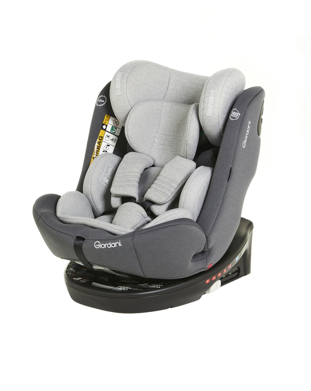 Giordani κάθισμα αυτοκινήτου titano i-size (40-150cm) 360° isofix γκρι ανοιχτό