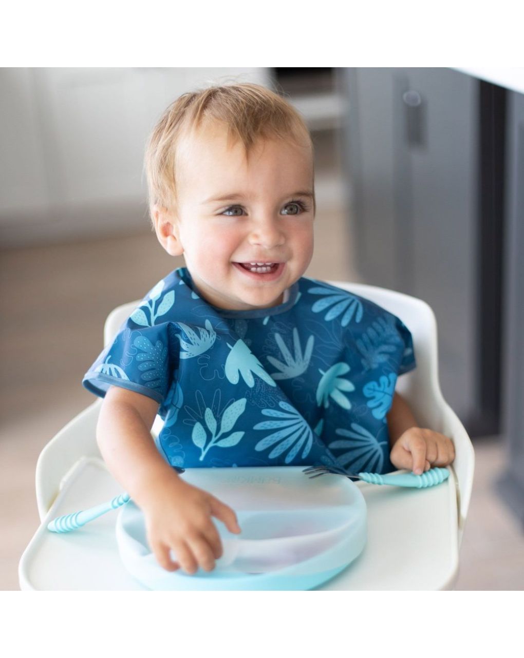 Bumkins αδιάβροχη σαλιάρα junior blue tropic 12-36m 3308013 - BUMKINS