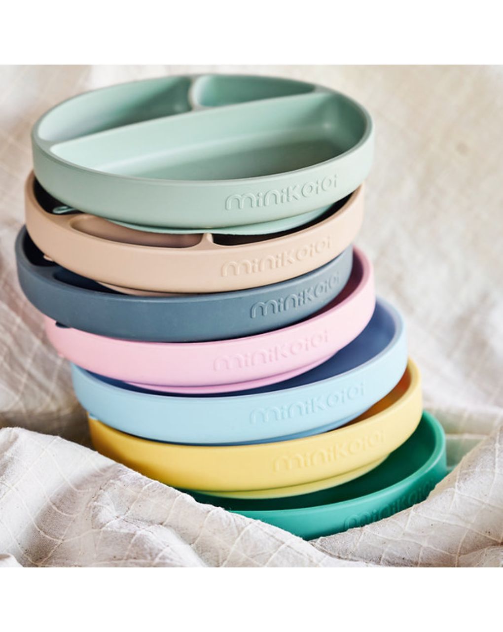 Minikoioi πιάτο με διαχωριστικά portions 6m+ pink 0907-101050002 - MinikOiOi