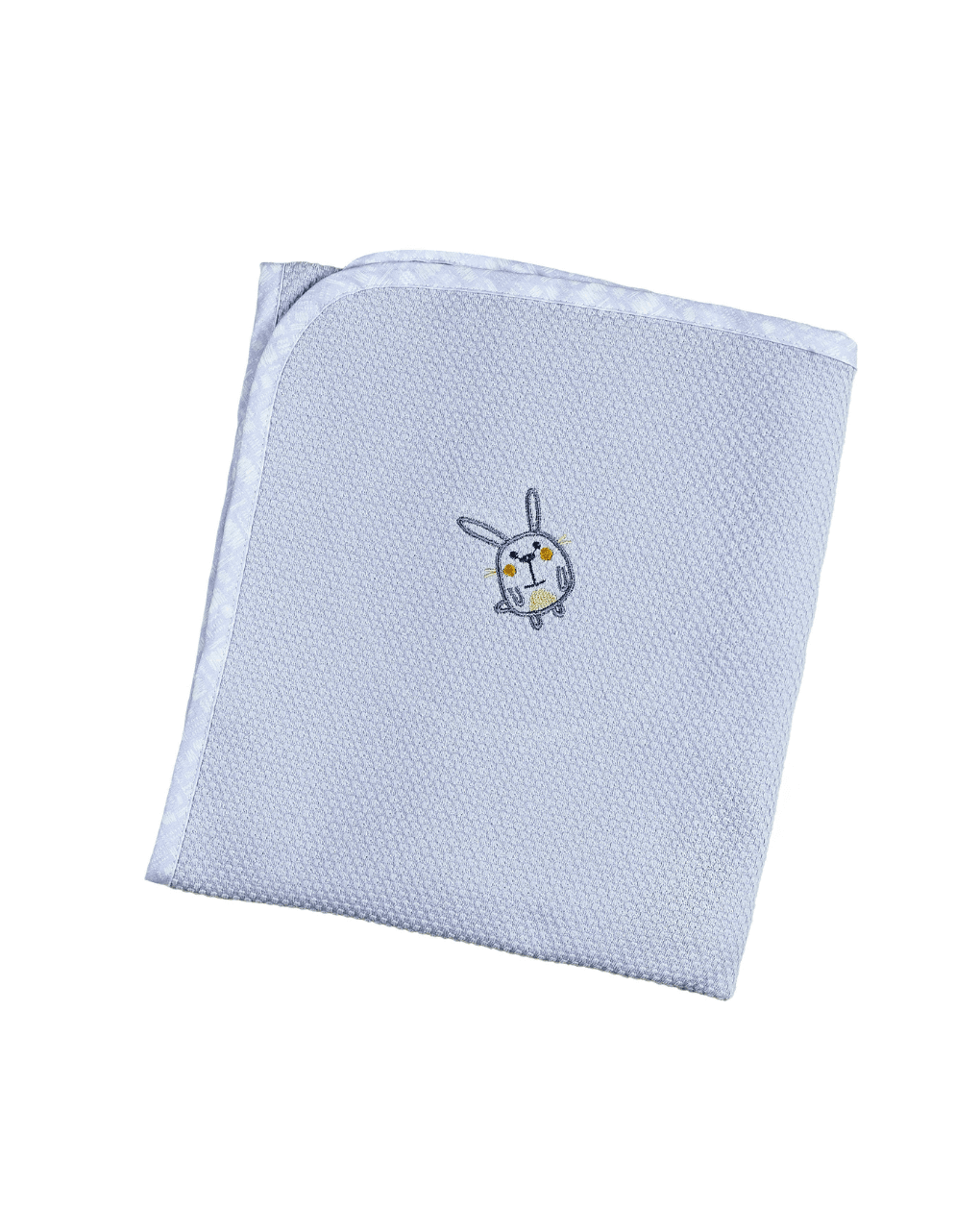 ο κόσμος του μωρού πάνα πικέ κουκουτσάκι 80x80 cm με κέντημα elephant σιέλ 30921