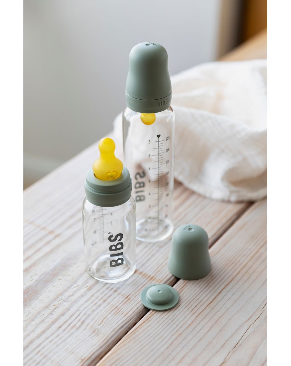 Bibs ολοκληρωμένο σετ γυάλινο μπιμπερό latex sage 225ml, 0m+ - BIBS