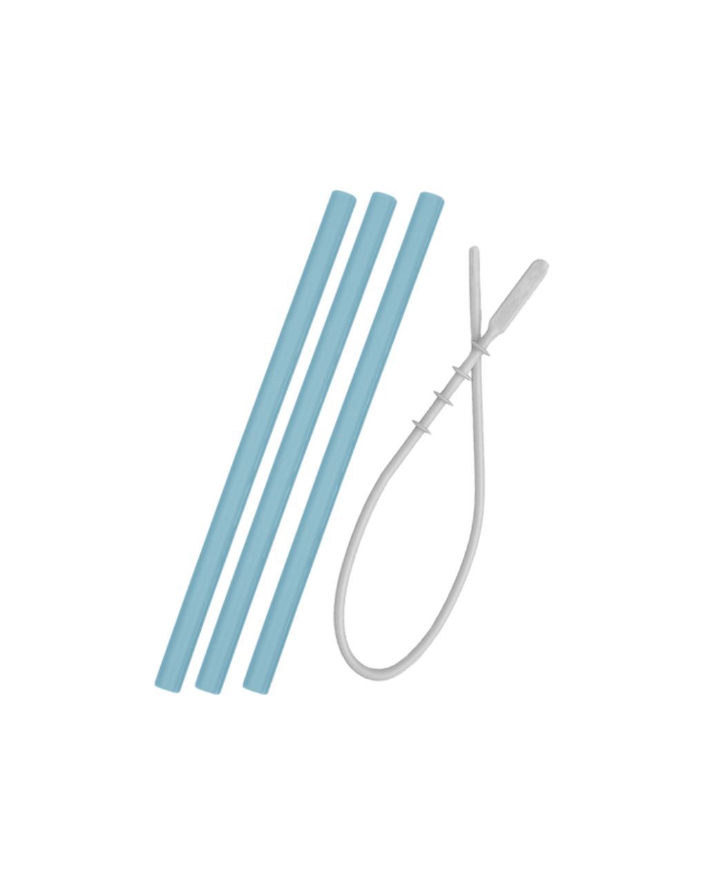 Minikoioi καλαμάκια σιλικόνης 3τμχ και βούρτσα καθαρισμού mineral blue 0909-101110017 - MinikOiOi