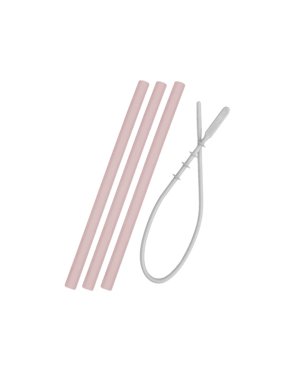Minikoioi καλαμάκια σιλικόνης 3τμχ και βούρτσα καθαρισμού pinky pink 0909-101110016 - MinikOiOi