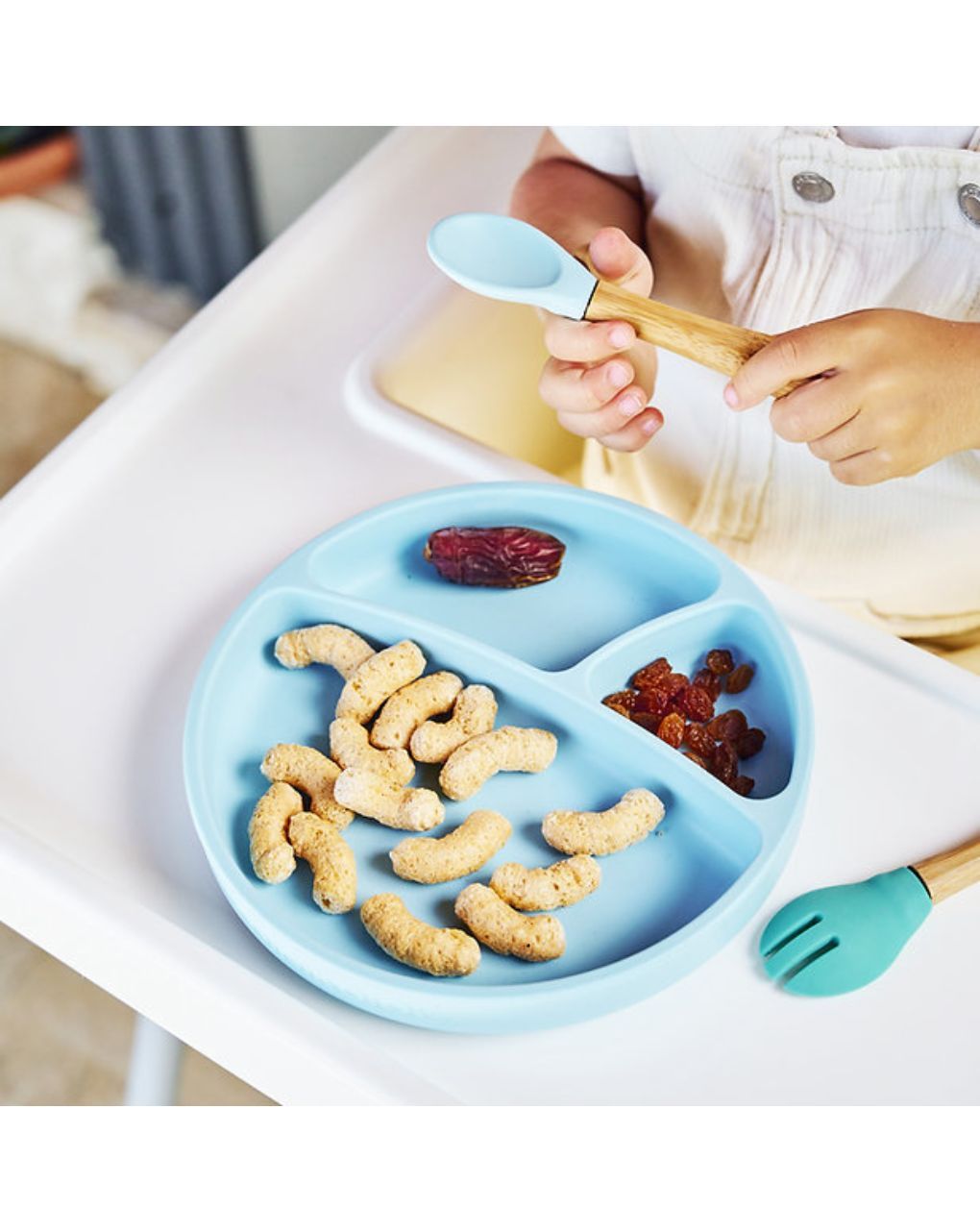 Minikoioi πιάτο με διαχωριστικά portions 6m+ blue 0907-101050003 - MinikOiOi
