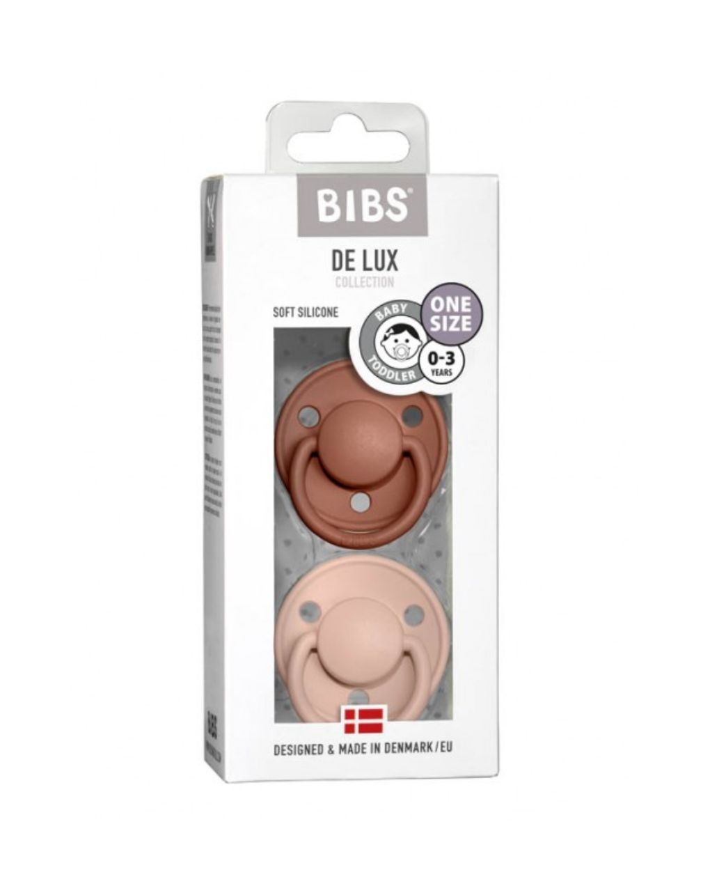 Bibs πιπίλα σιλικόνης σετ 2τμχ de lux woodchuck-blush one size, 0-36m - BIBS