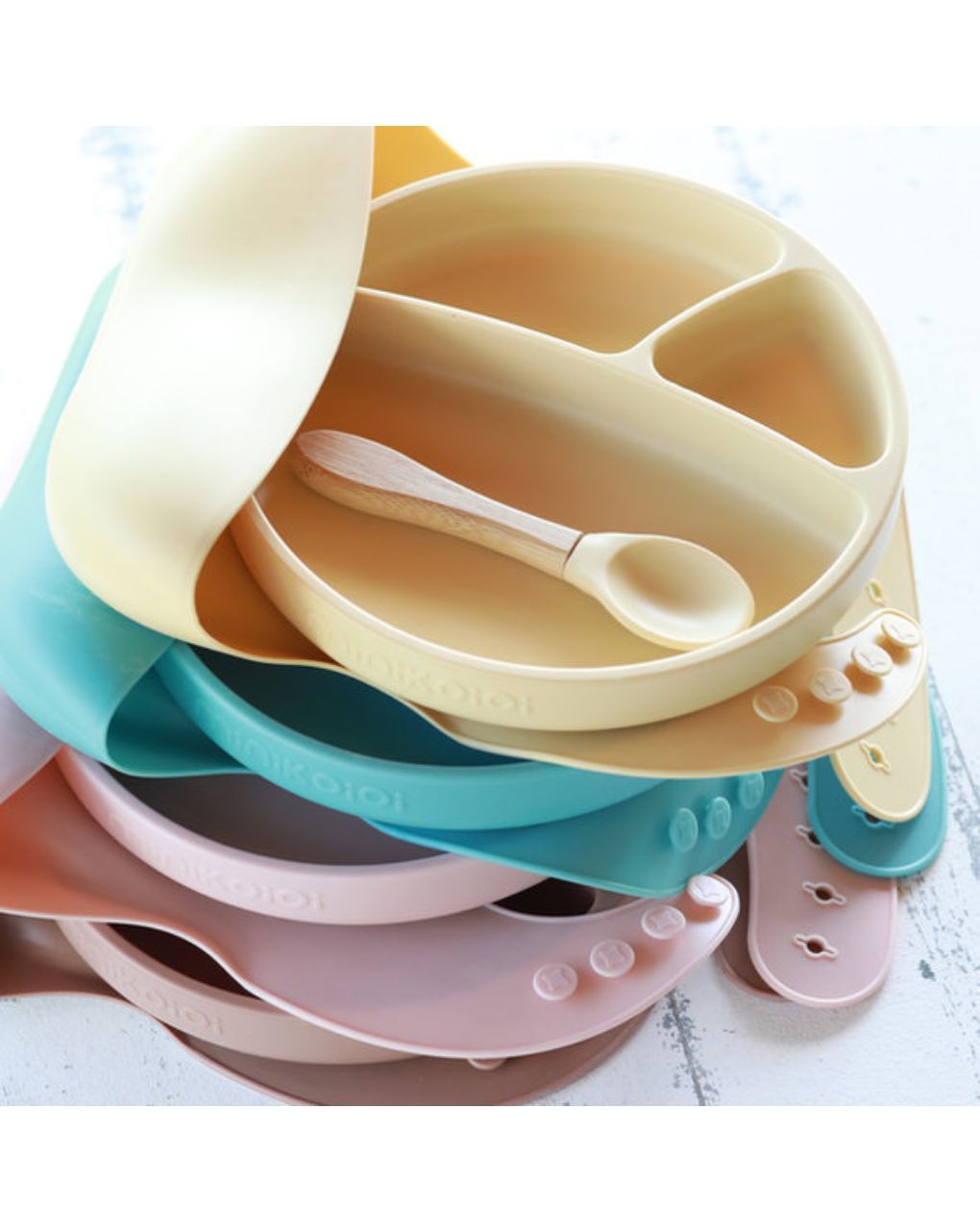 Minikoioi blw ii σετ φαγητού 3τμχ από σιλικόνη 6m+ grey 0907-101070017 - MinikOiOi