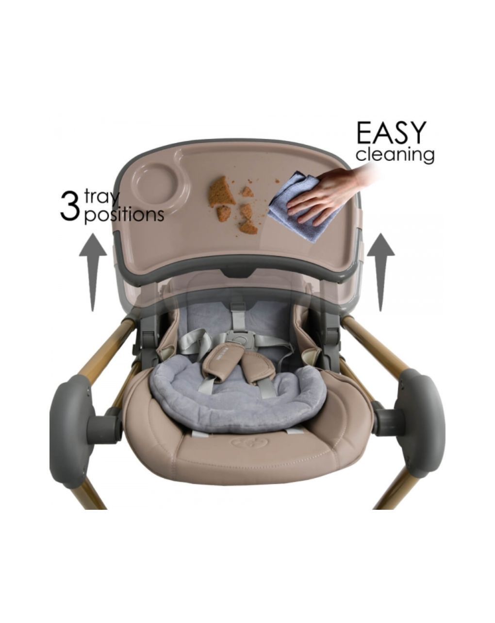 Bebe stars καρέκλα φαγητού-κούνια nuovo 2σε1 mocha 6m+, 867-182 - Bebe Stars