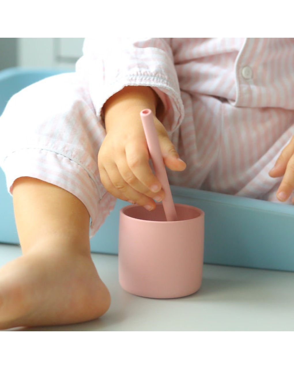 Minikoioi καλαμάκια σιλικόνης 3τμχ και βούρτσα καθαρισμού pinky pink 0909-101110016 - MinikOiOi