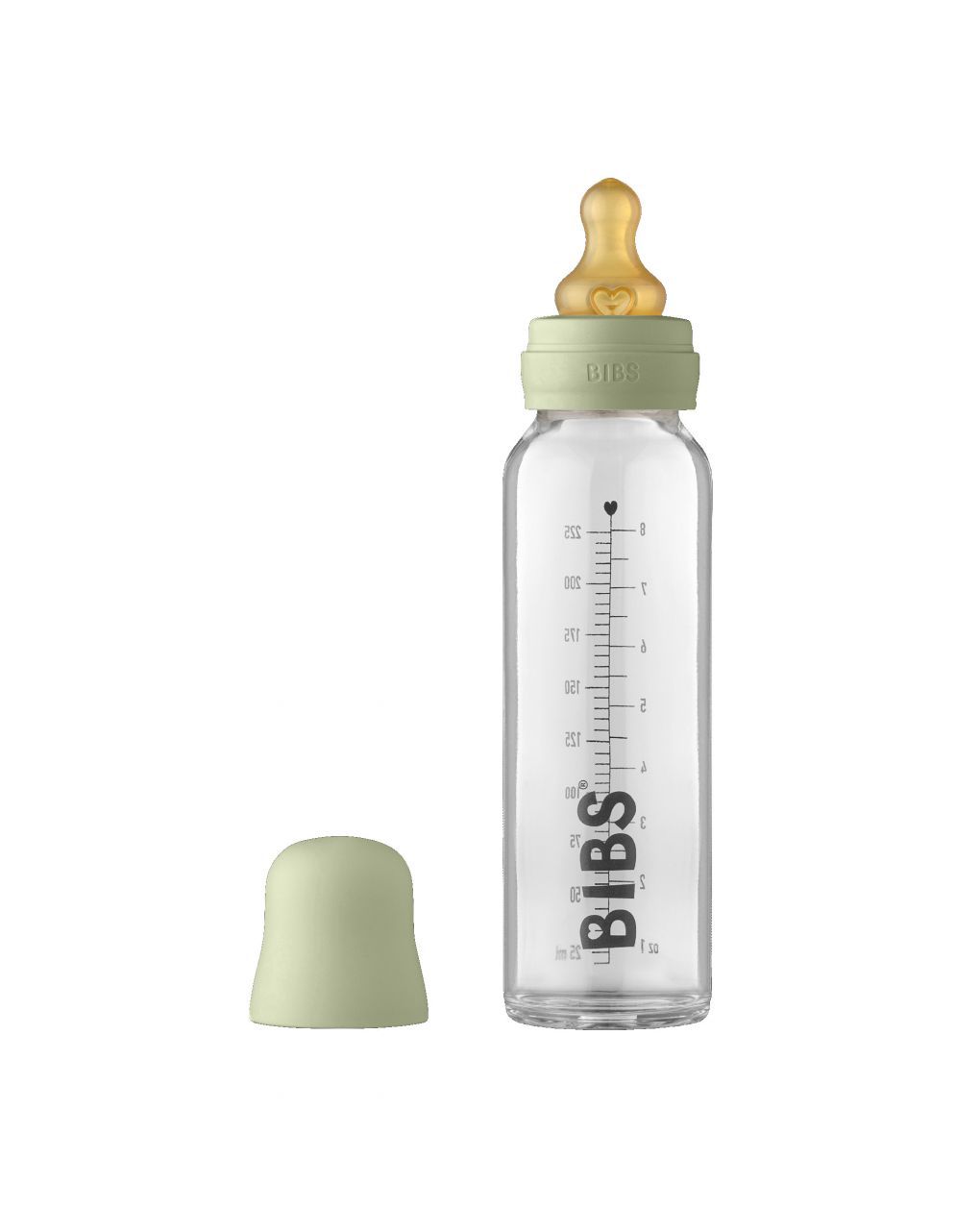 Bibs ολοκληρωμένο σετ γυάλινο μπιμπερό latex sage 225ml, 0m+ - BIBS