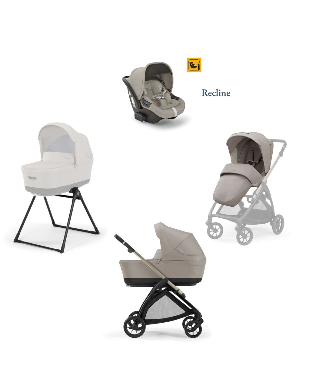Inglesina σύστημα μεταφοράς electa quattro με κάθισμα darwin recline beige/total black - Inglesina