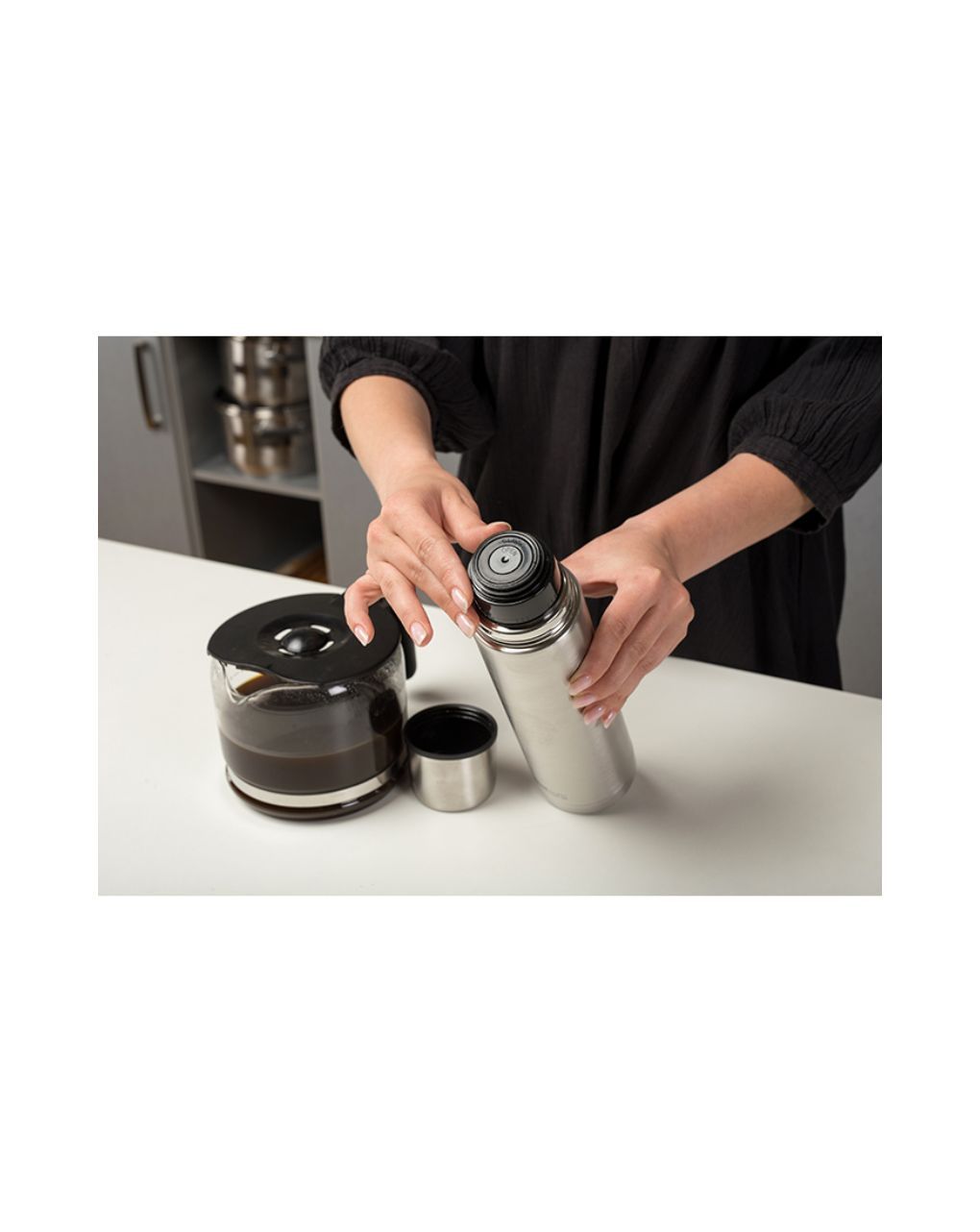 Nava θερμός ανοξείδωτο "acer" με βαλβίδα και καπάκι-ποτήρι 500ml - Nava