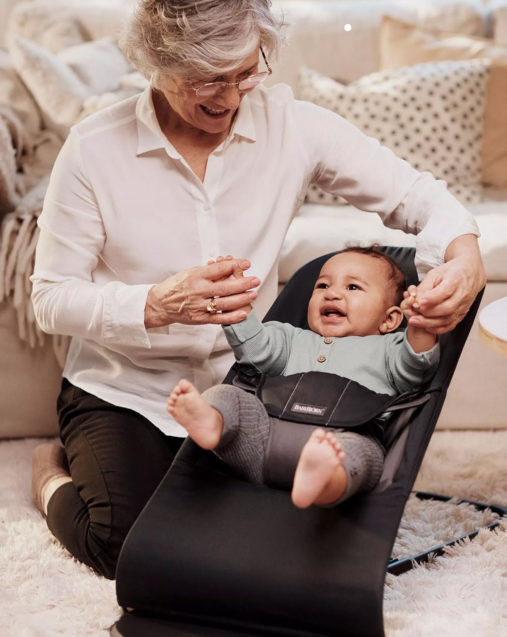 Babybjorn - ριλάξ balance soft, woven, black/dark grey - Baby Bjorn