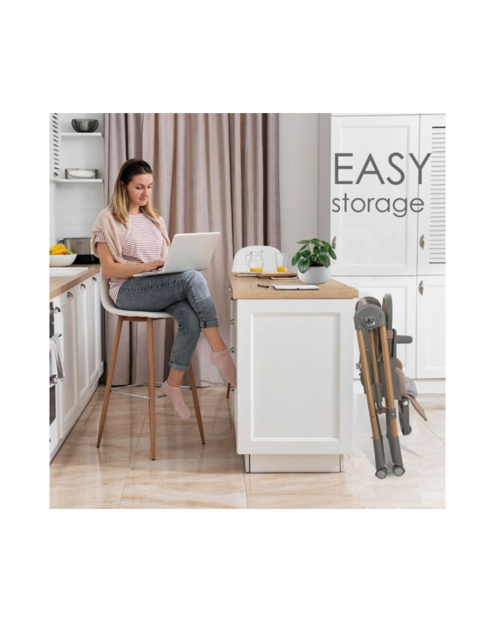 Bebe stars καρέκλα φαγητού-κούνια nuovo 2σε1 mocha 6m+, 867-182 - Bebe Stars