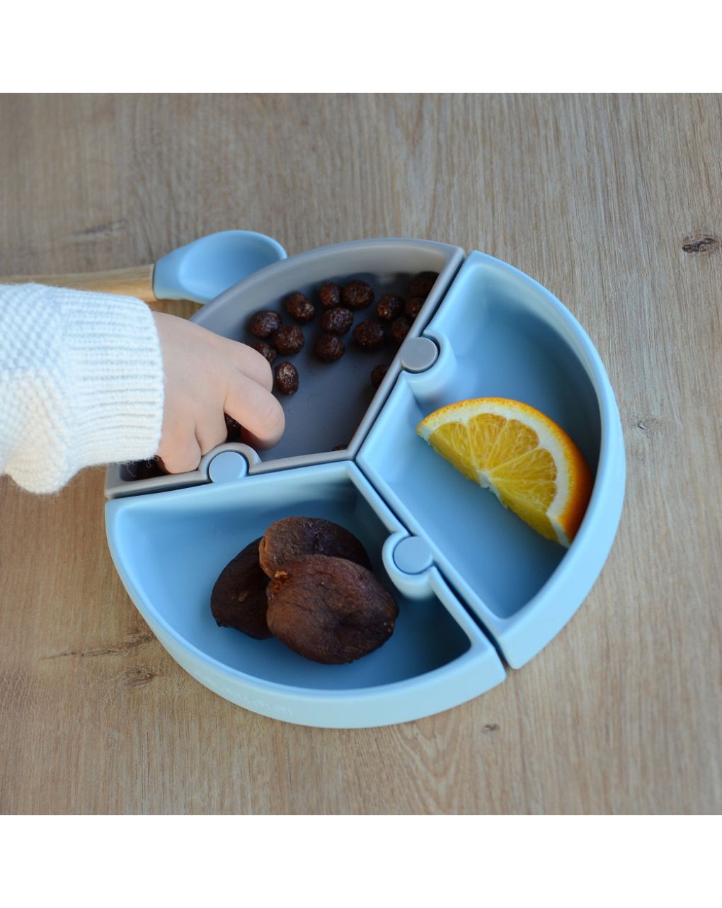 Minikoioi πιάτο puzzle σιλικόνης με αποσπώμενες θέσεις mineral blue/powder grey 0907-101050059 - MinikOiOi