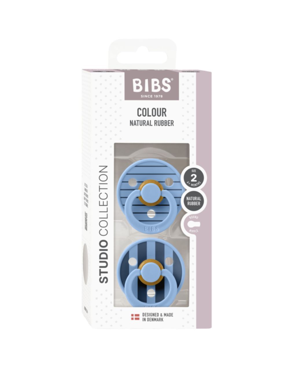 Bibs πιπίλα καουτσούκ σετ 2τμχ colour pin sky blue mix 6-12m - BIBS
