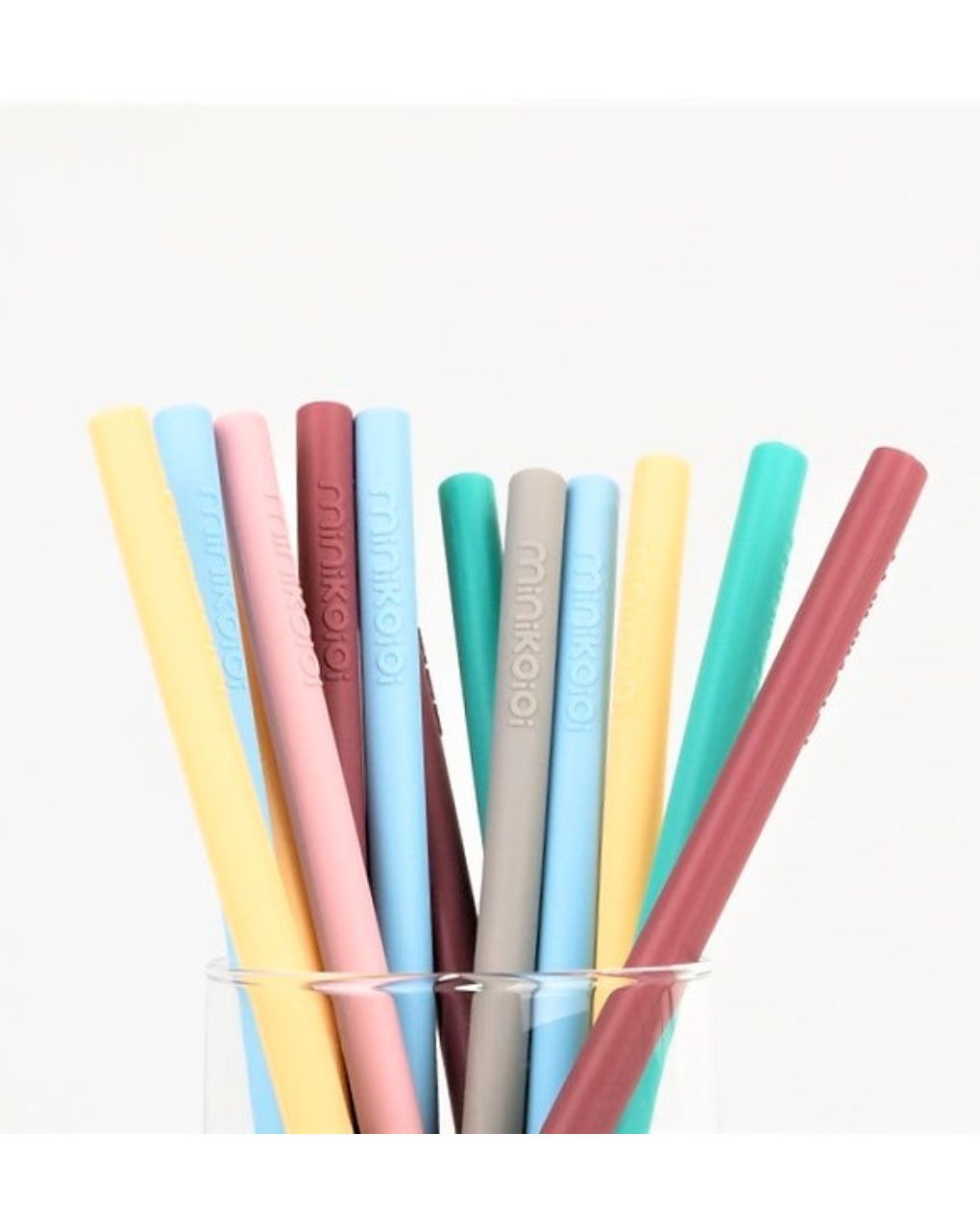 Minikoioi καλαμάκια σιλικόνης 3τμχ και βούρτσα καθαρισμού pinky pink 0909-101110016 - MinikOiOi