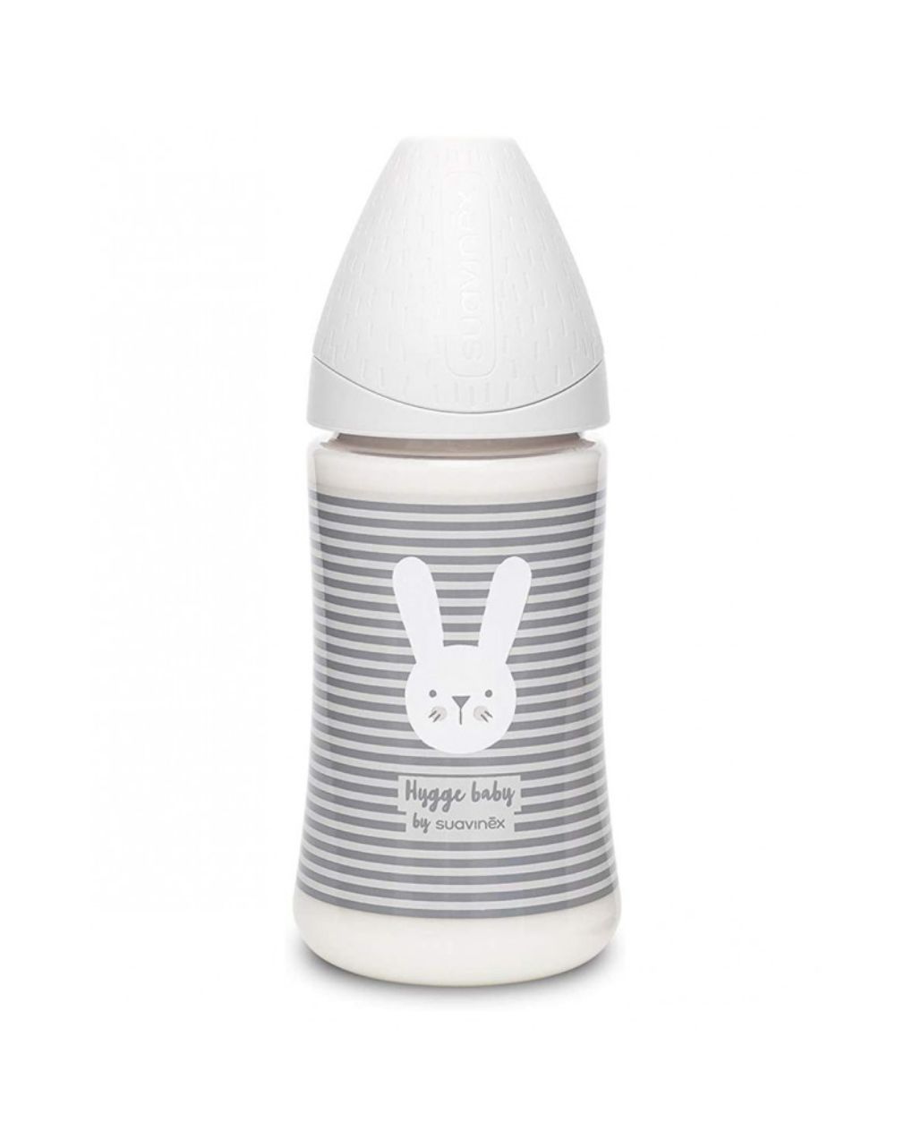 Suavinex - πλαστικό μπιμπερό 270ml με θηλή σιλικόνης 0m+,  rabbit mint line grey