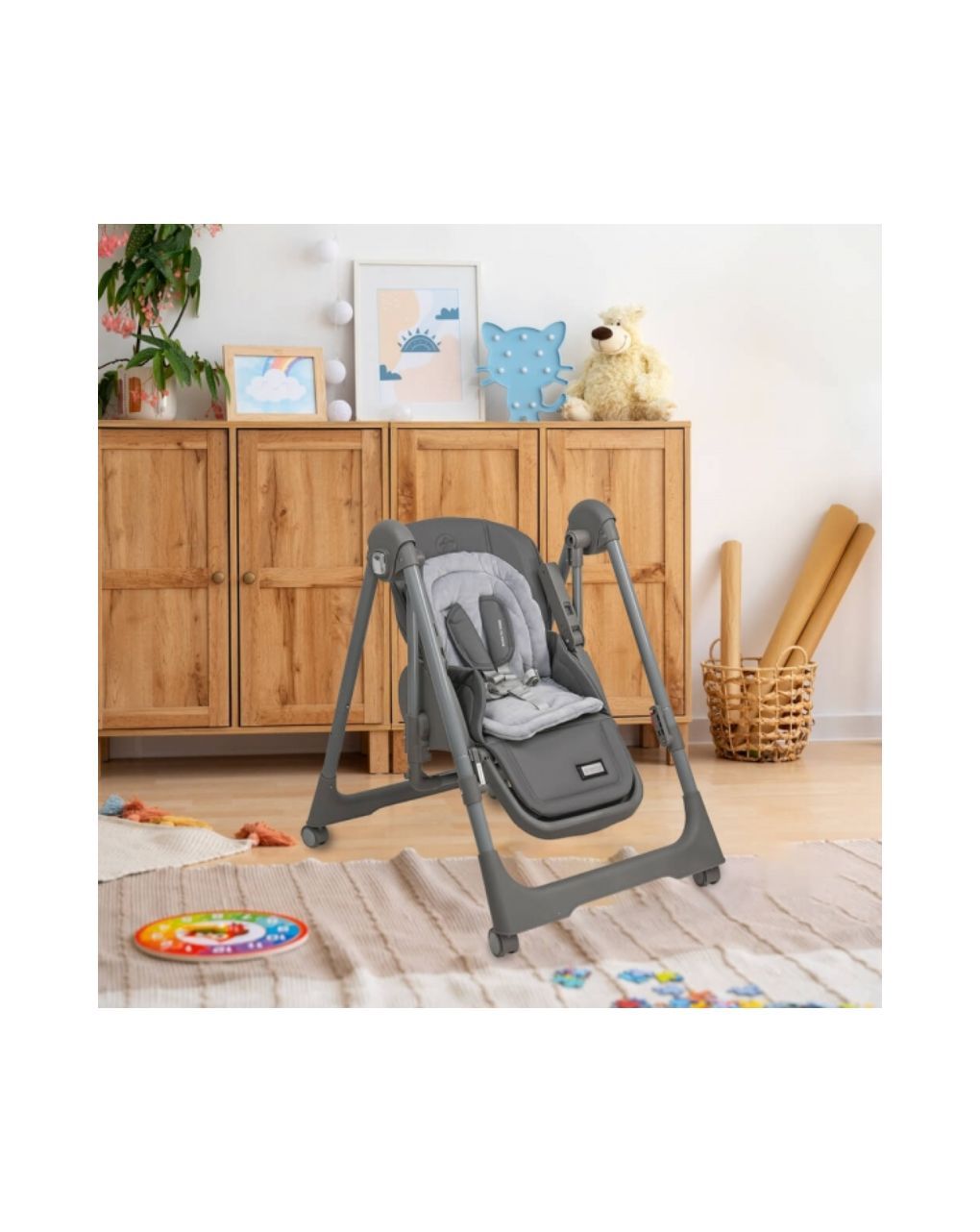 Bebe stars καρέκλα φαγητού-κούνια nuovo 2σε1 grey 6m+ 867-186 - Bebe Stars