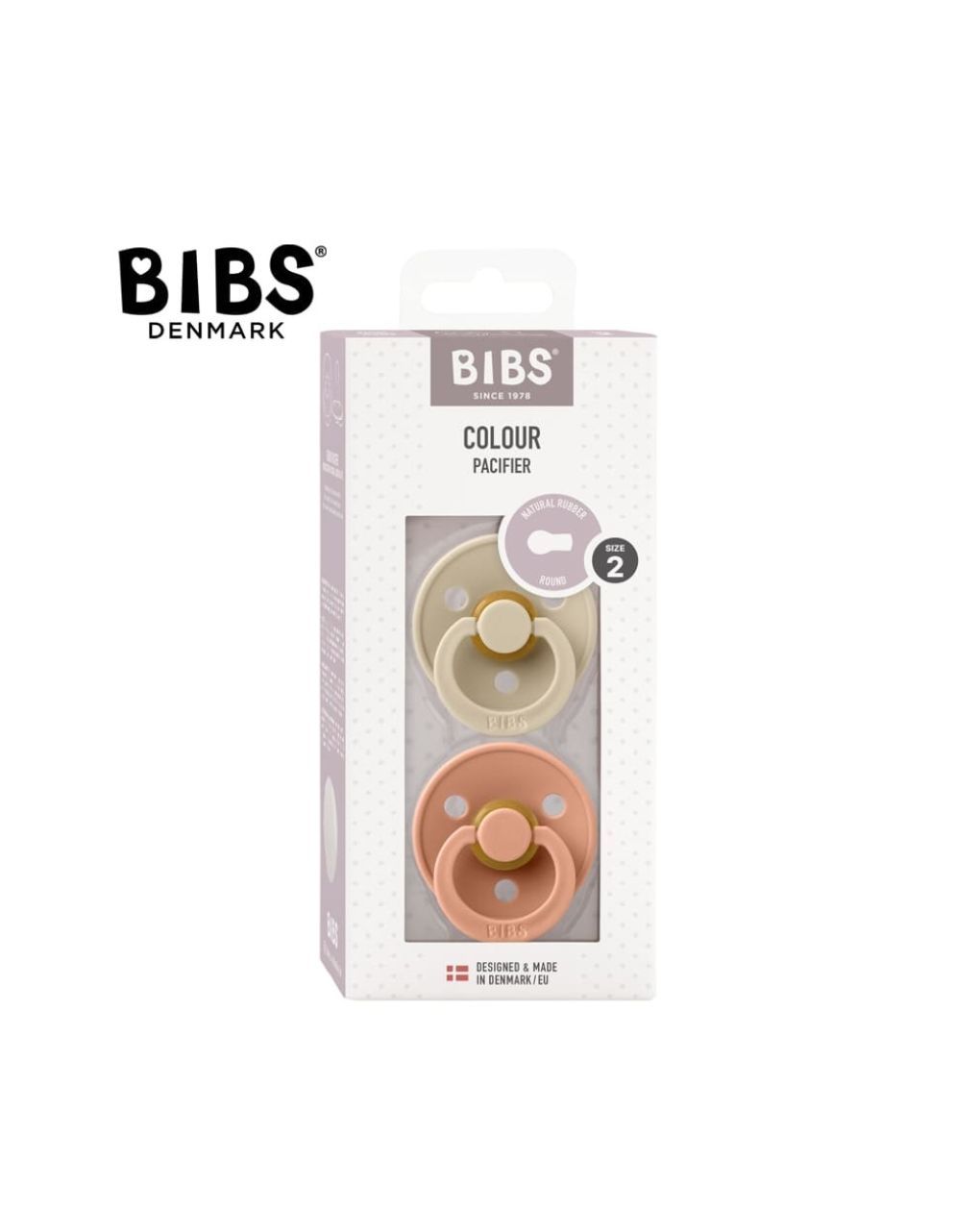Bibs πιπίλες studio colour καουτσούκ no2 vanilla/peach 2 τμχ 6-12 μηνών - BIBS