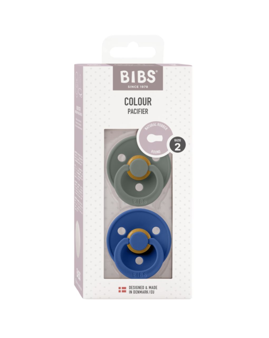 Bibs πιπίλα καουτσούκ σετ 2τμχ colour pine/cornflower 6-12m - BIBS