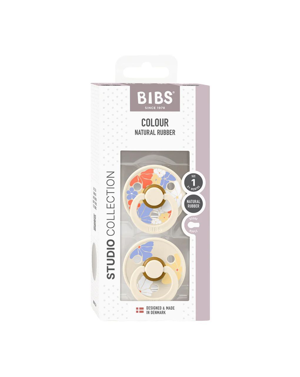 Bibs - πιπίλα καουτσούκ σετ 2τμχ studio colour morning bloom ivory mix, 6-12m - BIBS