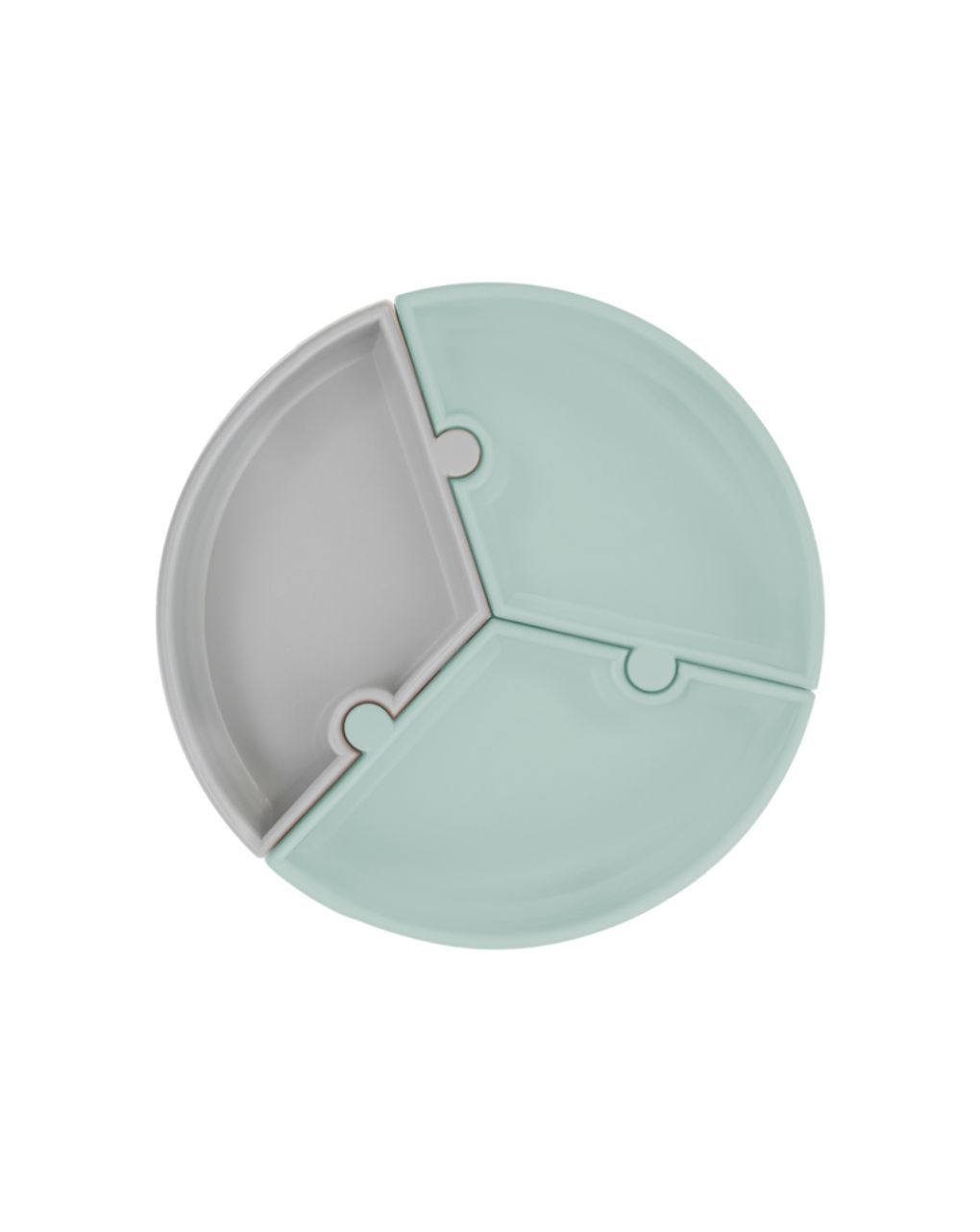 Minikoioi πιάτο puzzle σιλικόνης με αποσπώμενες θέσεις river green/grey 0907-101390008 - MinikOiOi