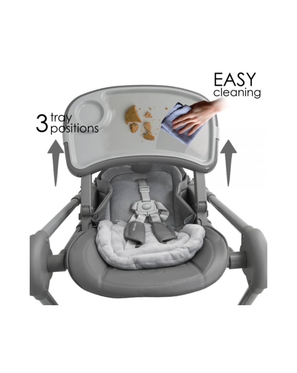 Bebe stars καρέκλα φαγητού-κούνια nuovo 2σε1 grey 6m+ 867-186 - Bebe Stars