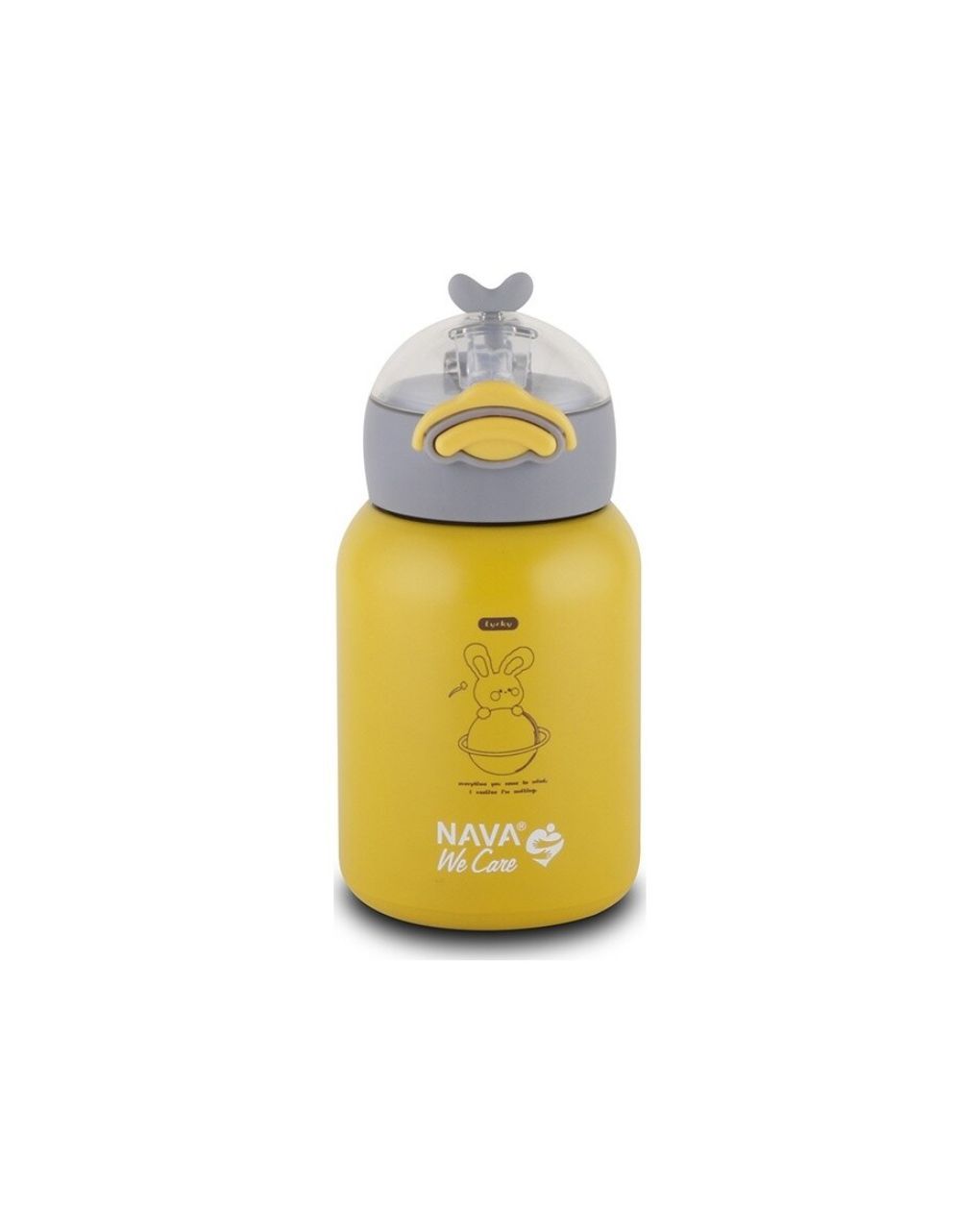Nava θερμός μπουκάλι ανοξείδωτο "we care" κίτρινο 350ml - Nava