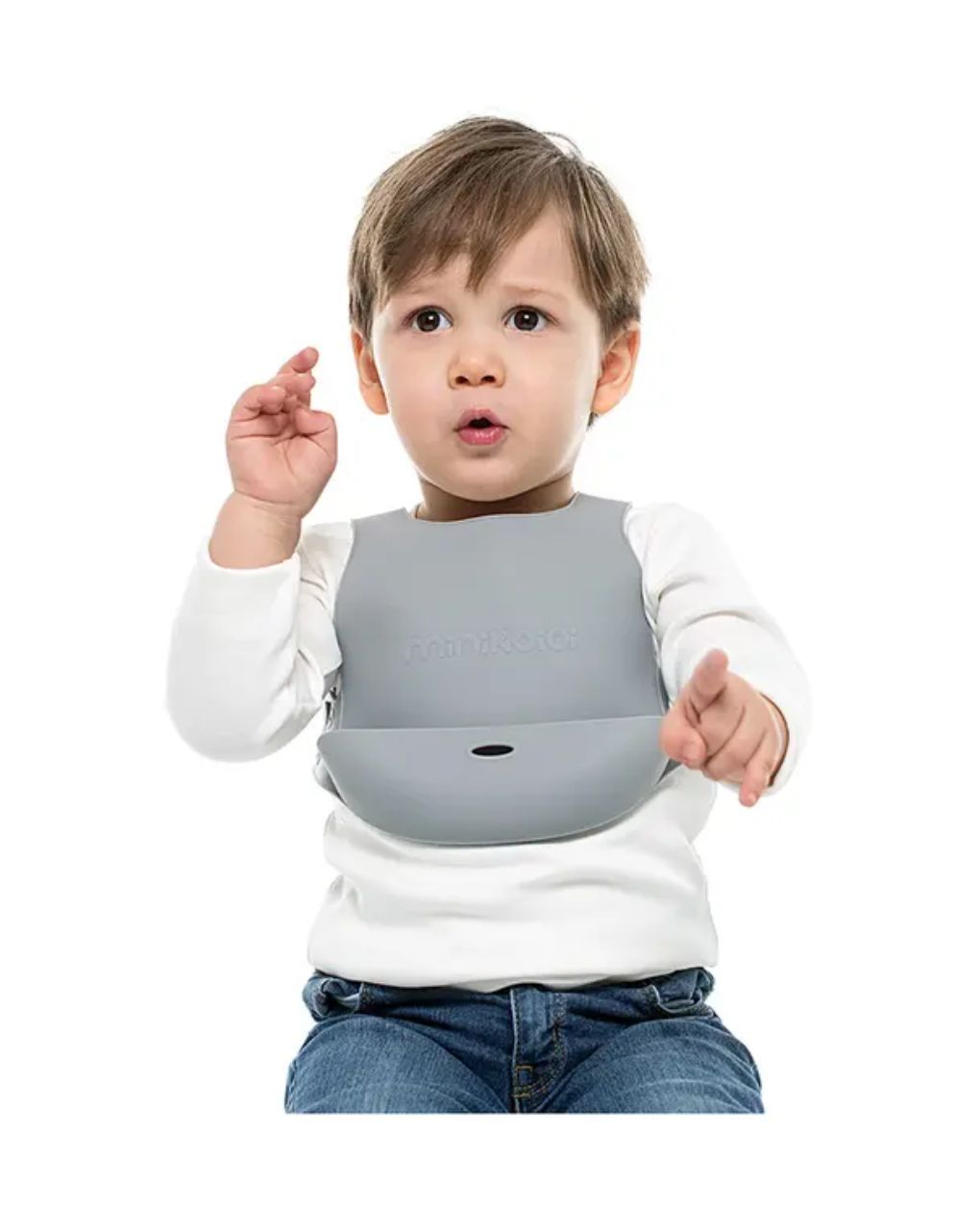 Minikoioi ελαστική σαλιάρα σιλικόνης grey 0202-101020005 - MinikOiOi