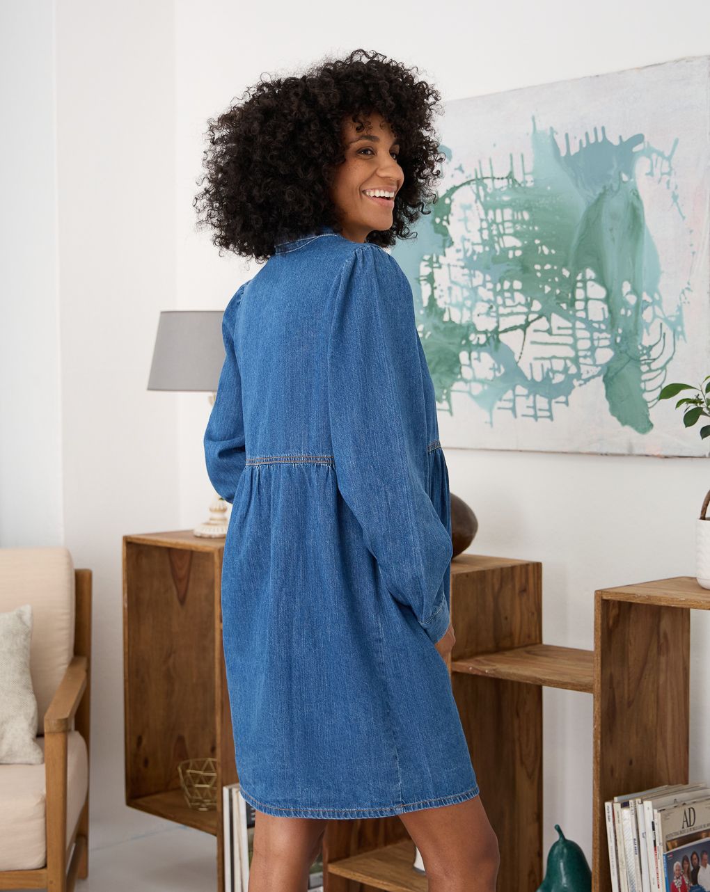 γυναικείο τζιν φόρεμα εγκυμοσύνης/θηλασμού μπλε - Prénatal