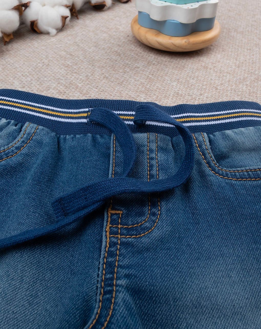 βρεφικό τζιν παντελόνι cargo μπλε για αγόρι - Prénatal
