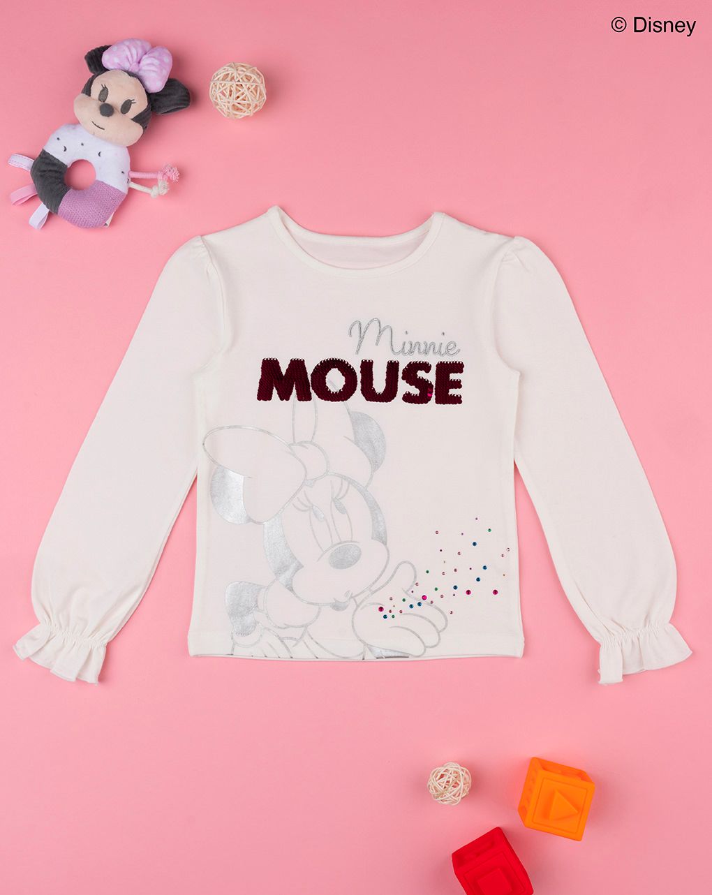 παιδική μπλούζα λευκή με τη minnie για κορίτσι