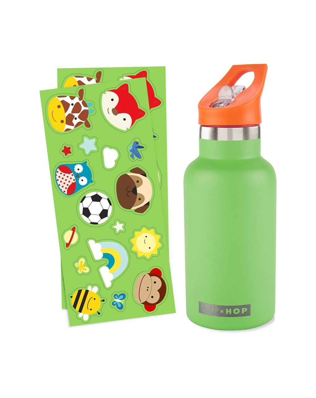 Skip hop stainless steel μπουκάλι θερμός με αυτοκόλλητα 380ml green 29-2903040-02 - SKIP HOP