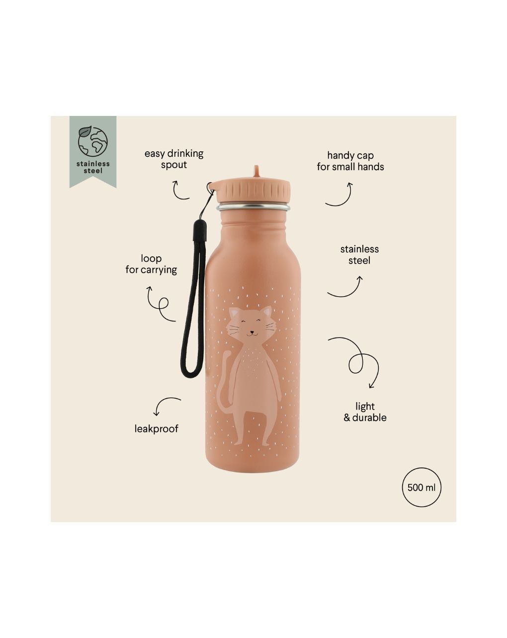Trixie παγούρι θερμός με στόμιο 500ml mrs. cat - TRIXIE