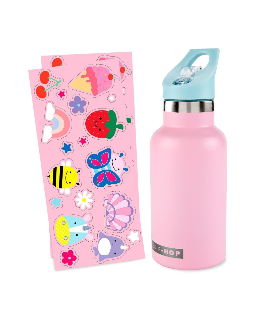 Skip hop stainless steel μπουκάλι θερμός με αυτοκόλλητα 380ml pink 29-2903040-03 - SKIP HOP