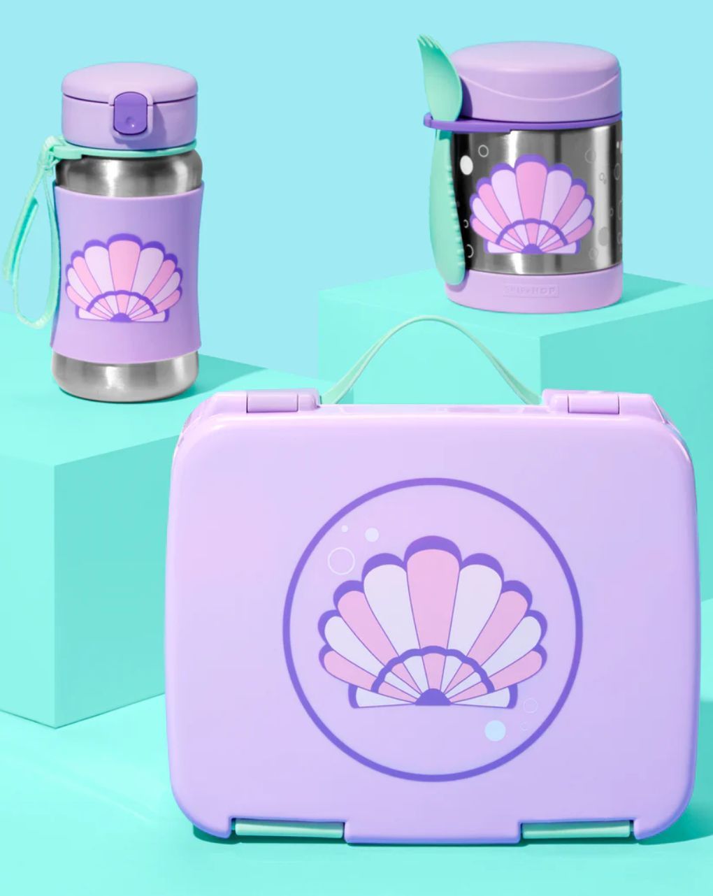Skip hop sparkle style stainless steel παγούρι με καλαμάκι 350ml seashell 29-2903037-07 - SKIP HOP