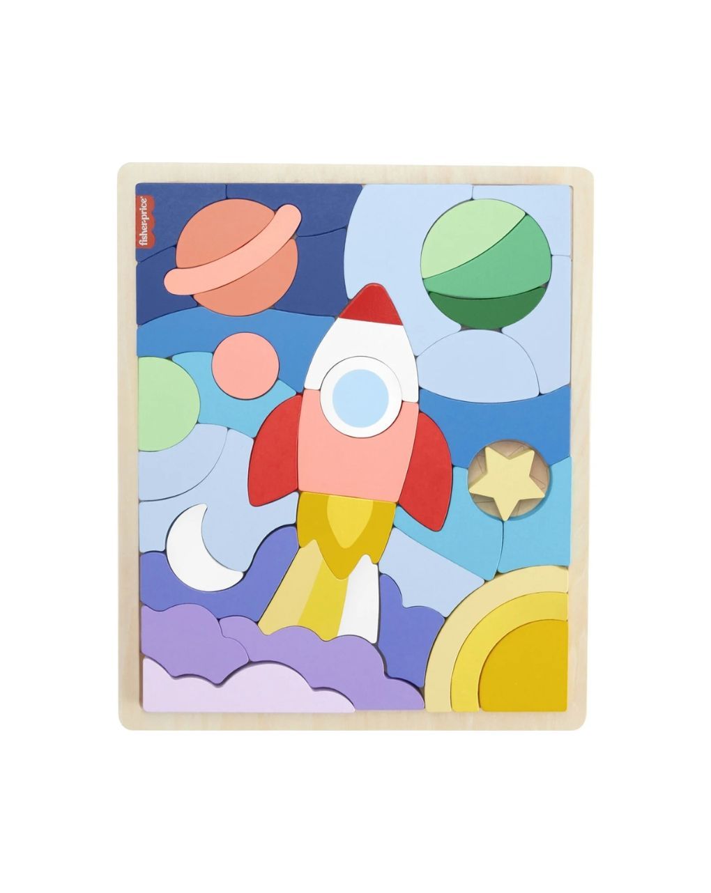 Mattel fisher-price ξύλινο παζλ 42 τεμάχια διάστημα, hxy42