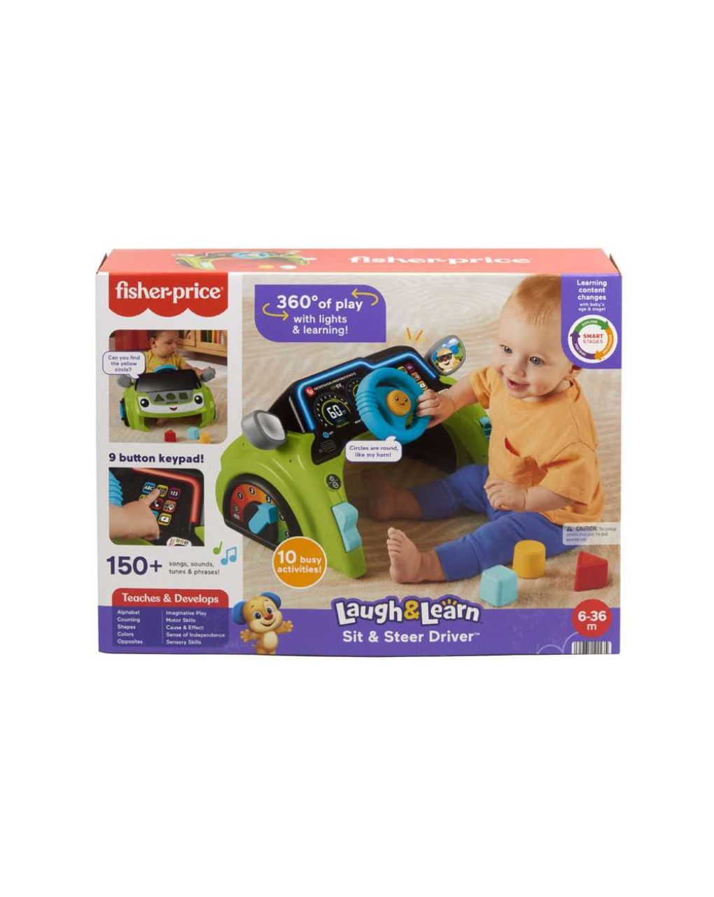Mattel fisher price laugh & learn sit & steer driver εκπαιδευτικό αυτοκινητάκι, hyr91