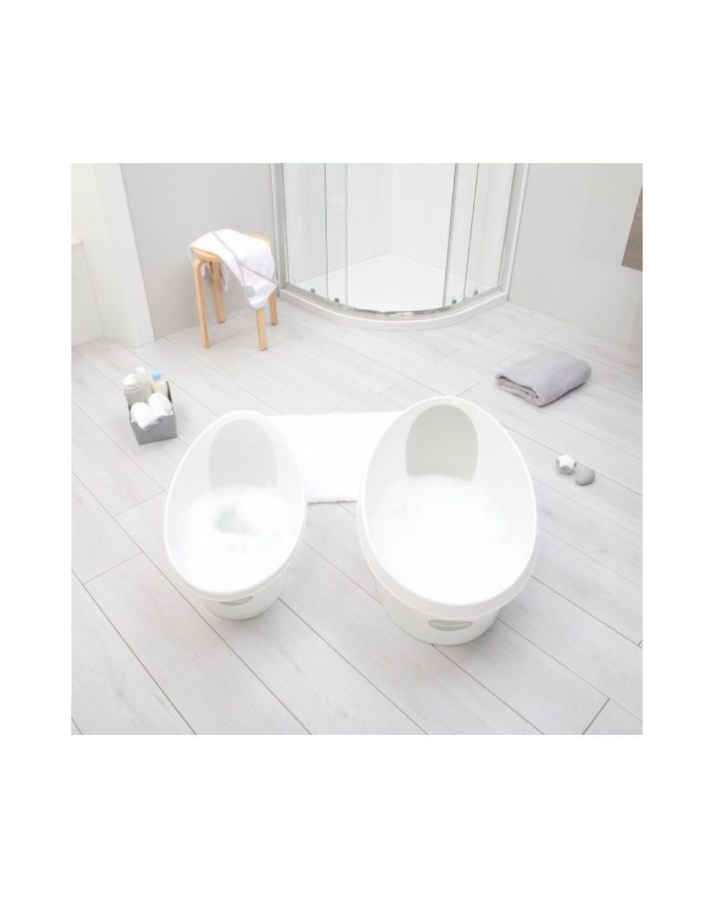 Shnuggle toddler bath λευκό γκρί ανοιχτό με τάπα - SHNUGGLE